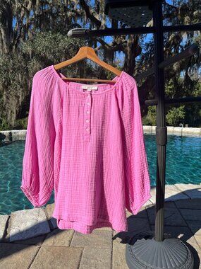 NWT Loft Pink Gauze Henley